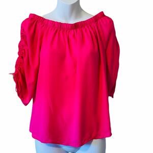 New Glory neon pink off the shoulder blouse